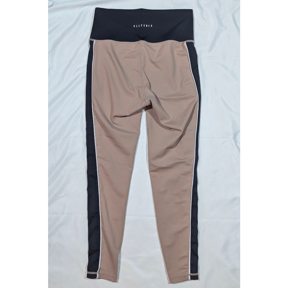 Allfenix High Rise Cropped Leggings Black and Tan Workout Yoga Pants - M - Picture 2 of 4